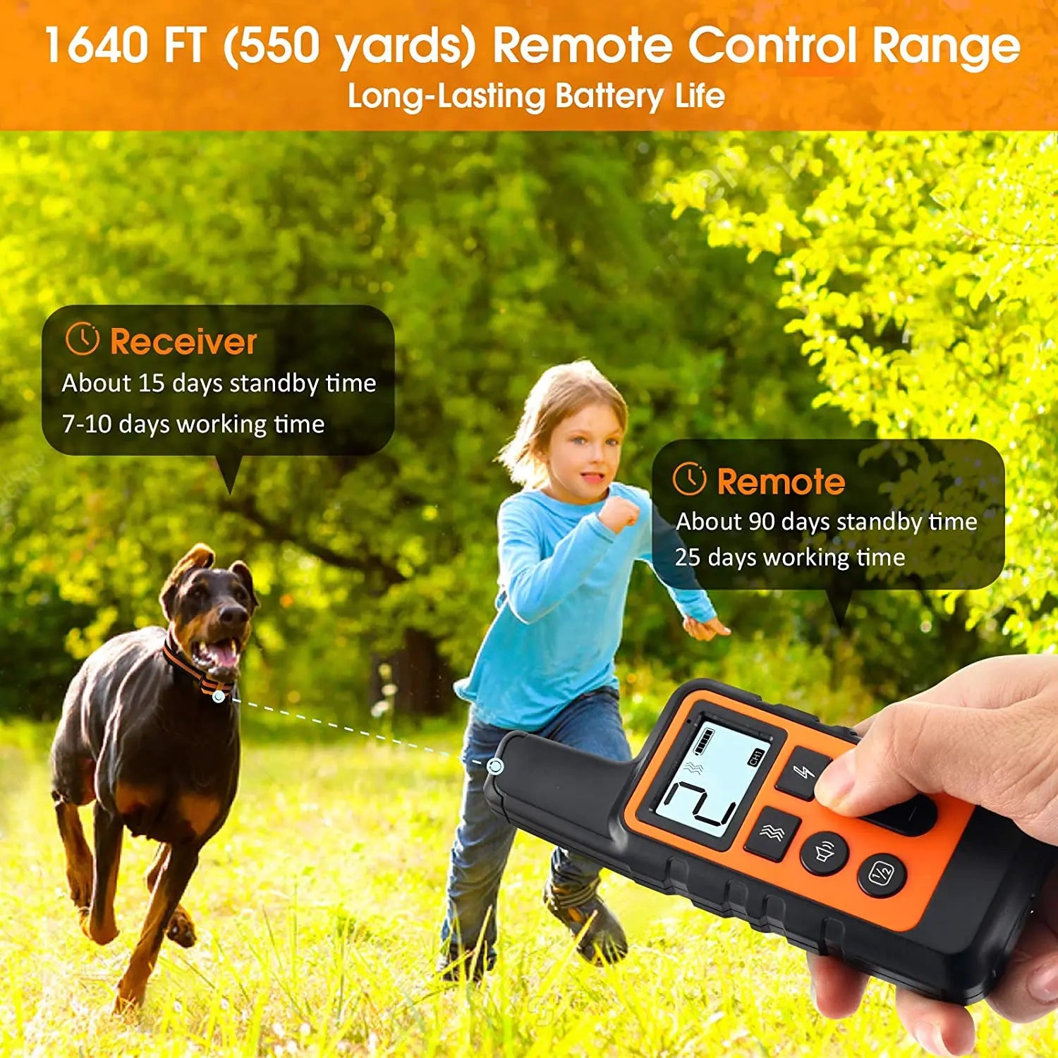 Waterproof Rechargeable Dog Training Collar with Remote | 3 Modes Beep Vibration Shock | 550 Yard Range