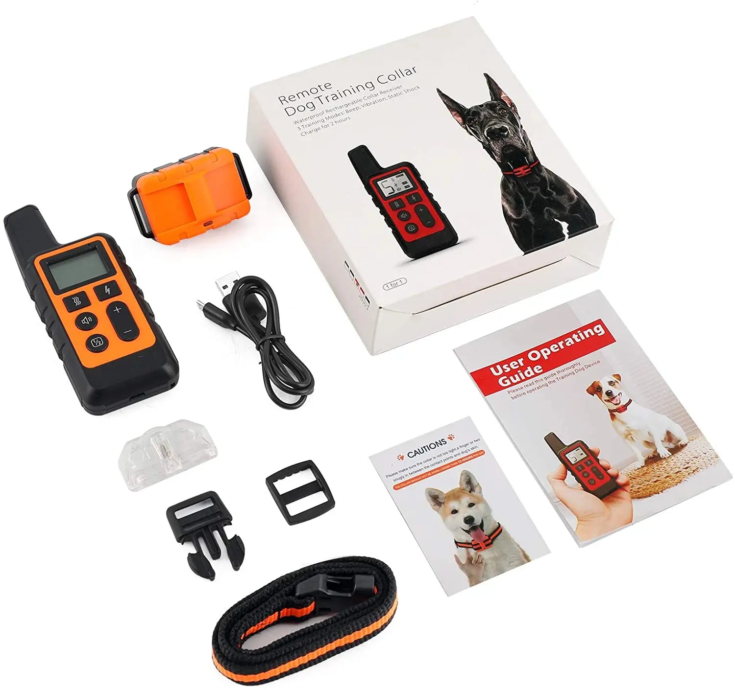 Waterproof Rechargeable Dog Training Collar with Remote | 3 Modes Beep Vibration Shock | 550 Yard Range