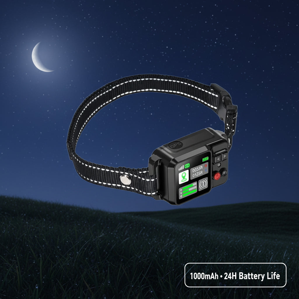 GPS dog fence collar 1000mAh rechargeable – 24-hour battery life night use