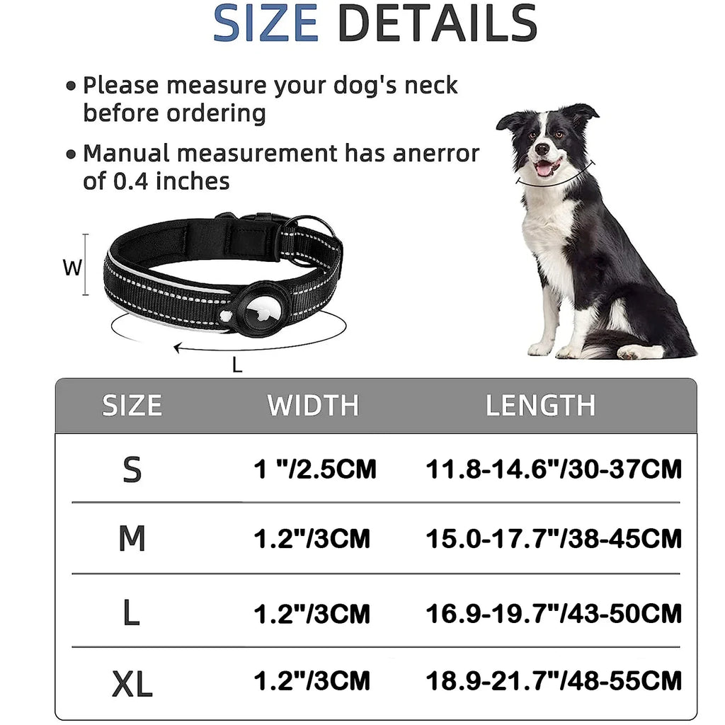 Apple AirTag Dog & Cat Collar | Anti-Lost Reflective Nylon | Breakaway Waterproof Tracker Holder