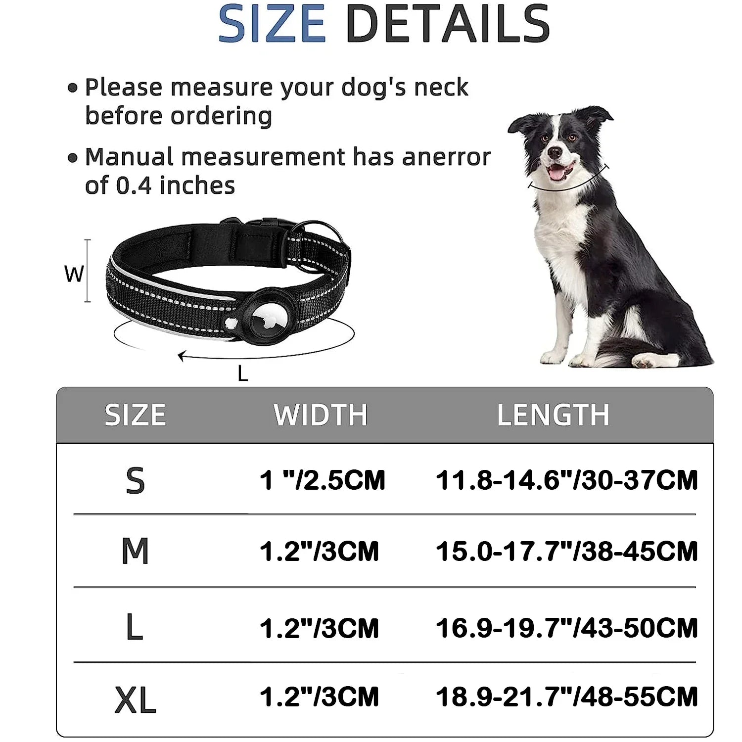 Apple AirTag Dog & Cat Collar | Anti-Lost Reflective Nylon | Breakaway Waterproof Tracker Holder