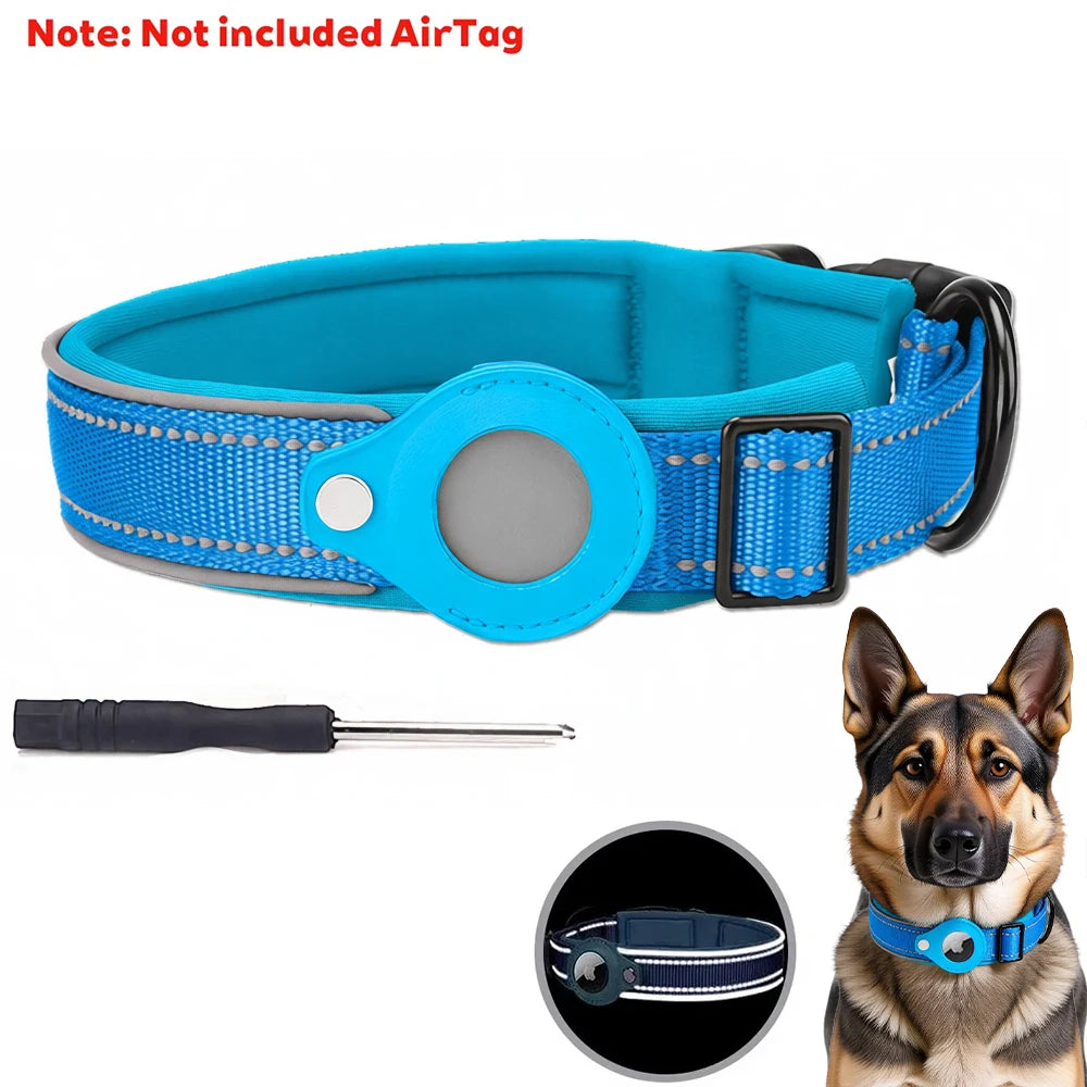 Apple AirTag Dog & Cat Collar | Anti-Lost Reflective Nylon | Breakaway Waterproof Tracker Holder