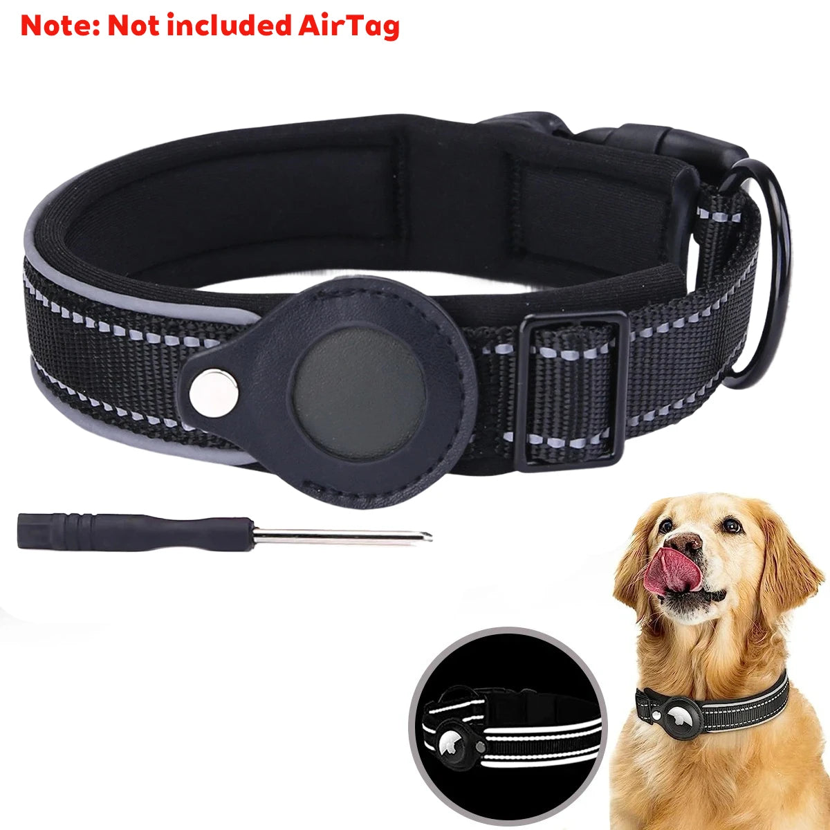 Apple AirTag Dog & Cat Collar | Anti-Lost Reflective Nylon | Breakaway Waterproof Tracker Holder