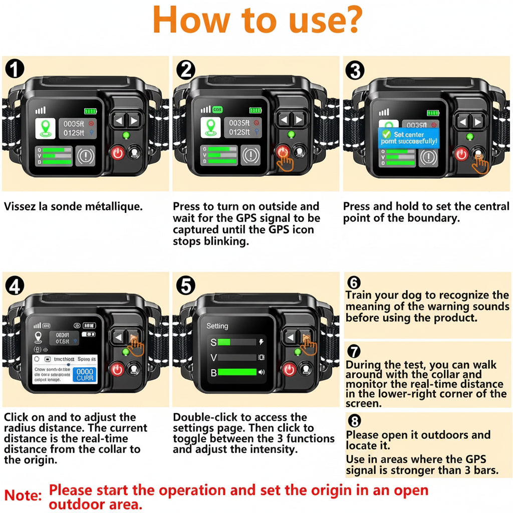 GPS dog fence collar setup guide – 8-step how to use instructions for ZF500