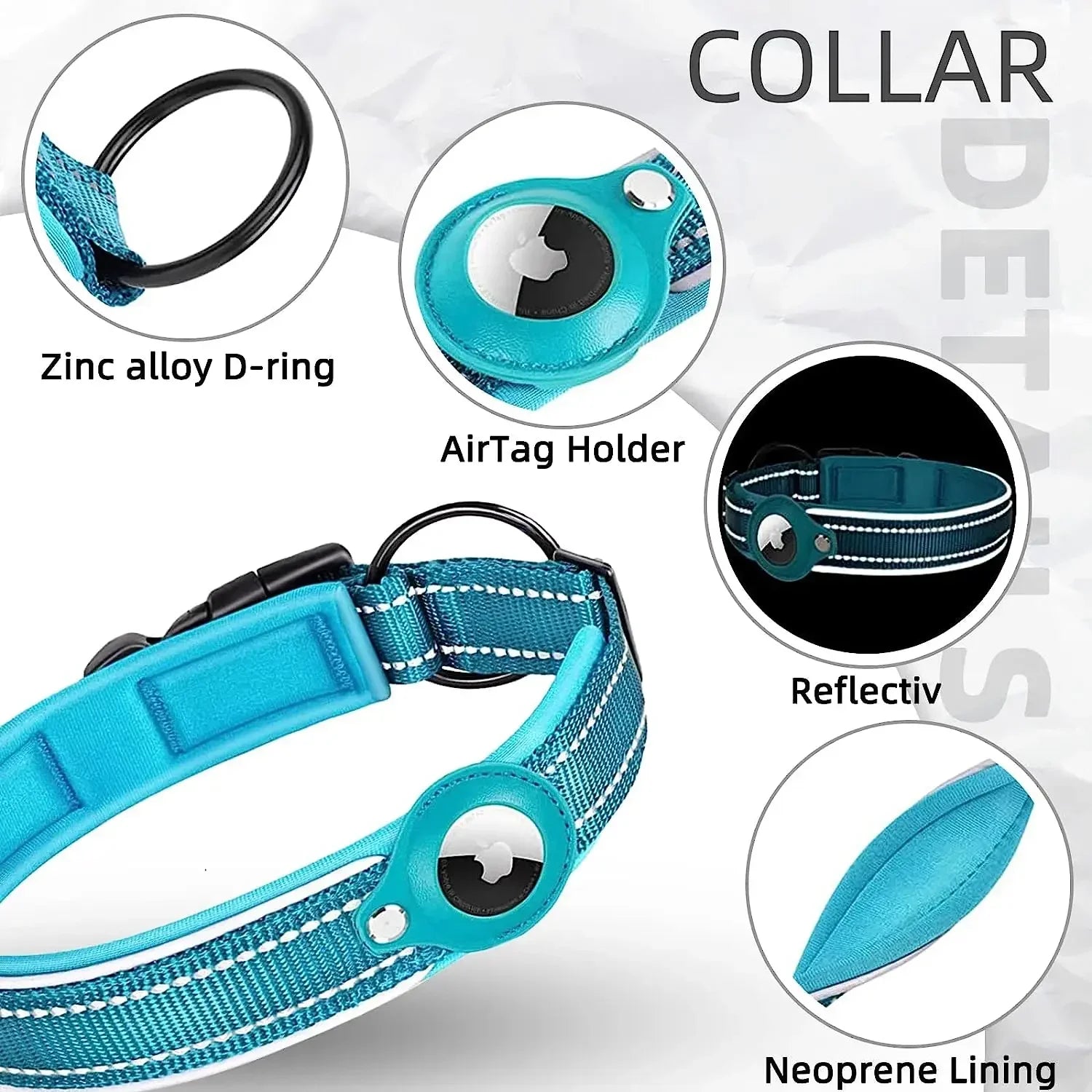 Apple AirTag Dog & Cat Collar | Anti-Lost Reflective Nylon | Breakaway Waterproof Tracker Holder