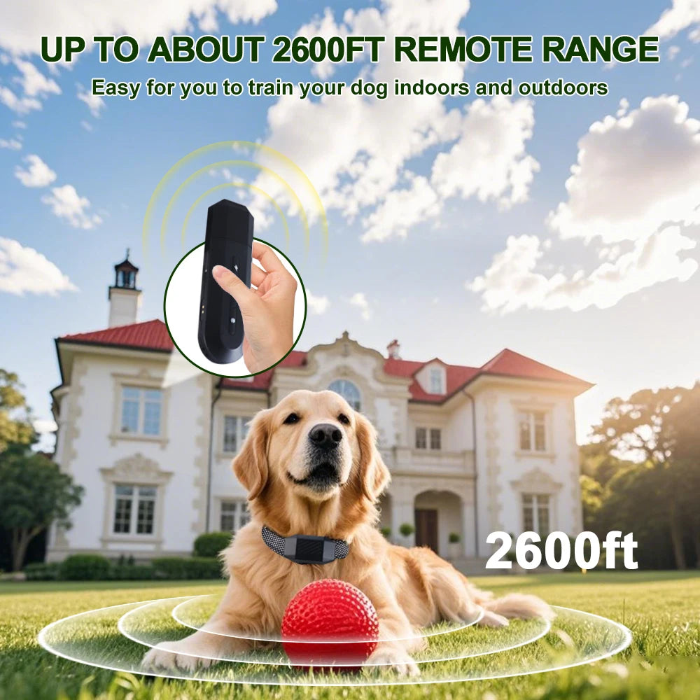 Dog Shock Training Collar | Smart Remote | 2600 FT Range | Waterproof | 3 Modes | 10–110 lbs
