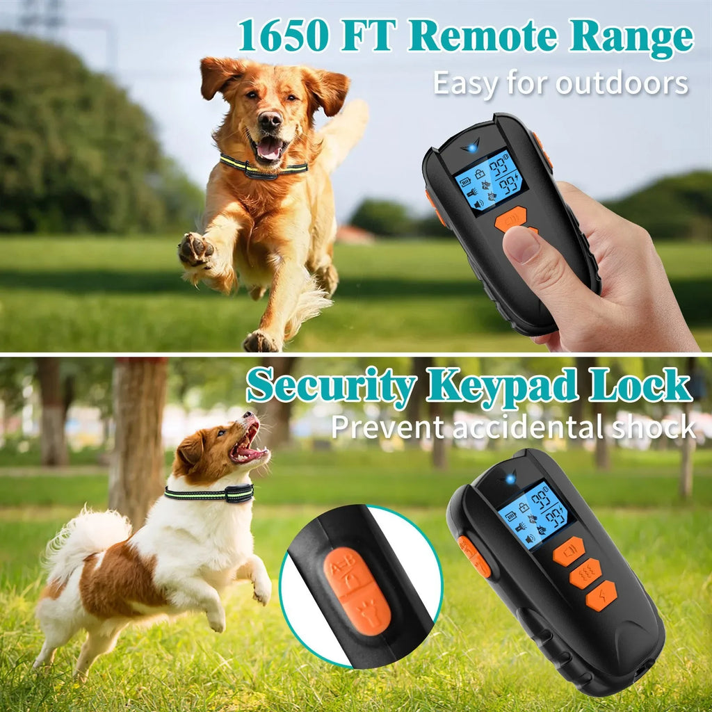Electric Dog Training Collar | LCD Remote | 1650 FT Range | Shock Vibration Beep | All Size Dogs