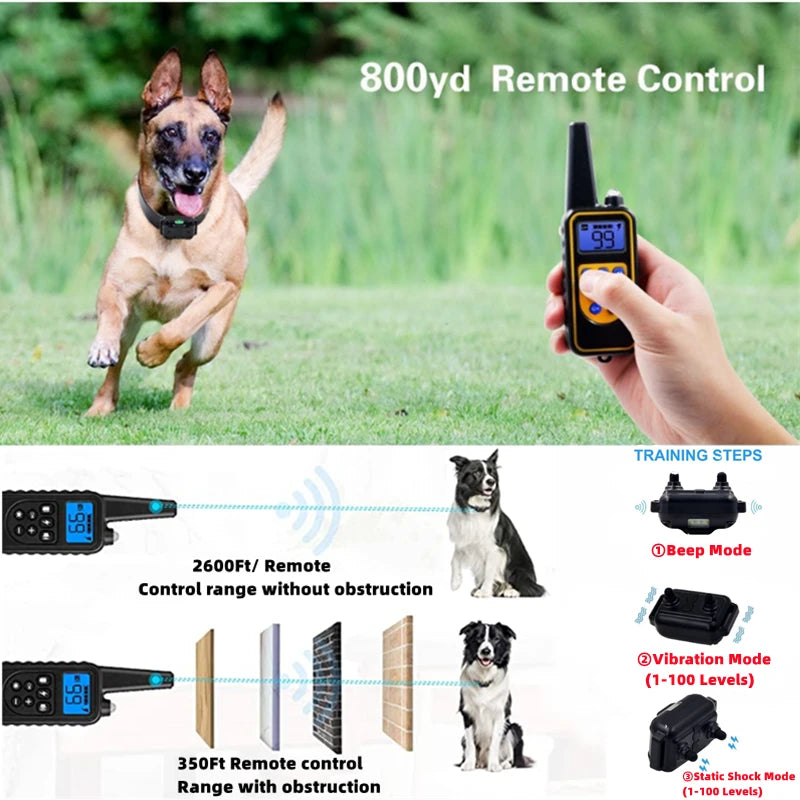 Electric Dog Training Collar | 2600 FT Remote | Shock Vibration Beep | 0-99 Levels | Waterproof | Multi-Dog