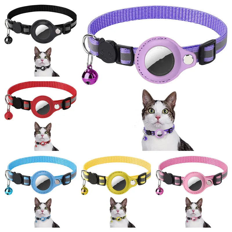 AirTag Cat Collar with Protective Case | Reflective Safety Breakaway Collar with Bell for Cats and Small Dogs