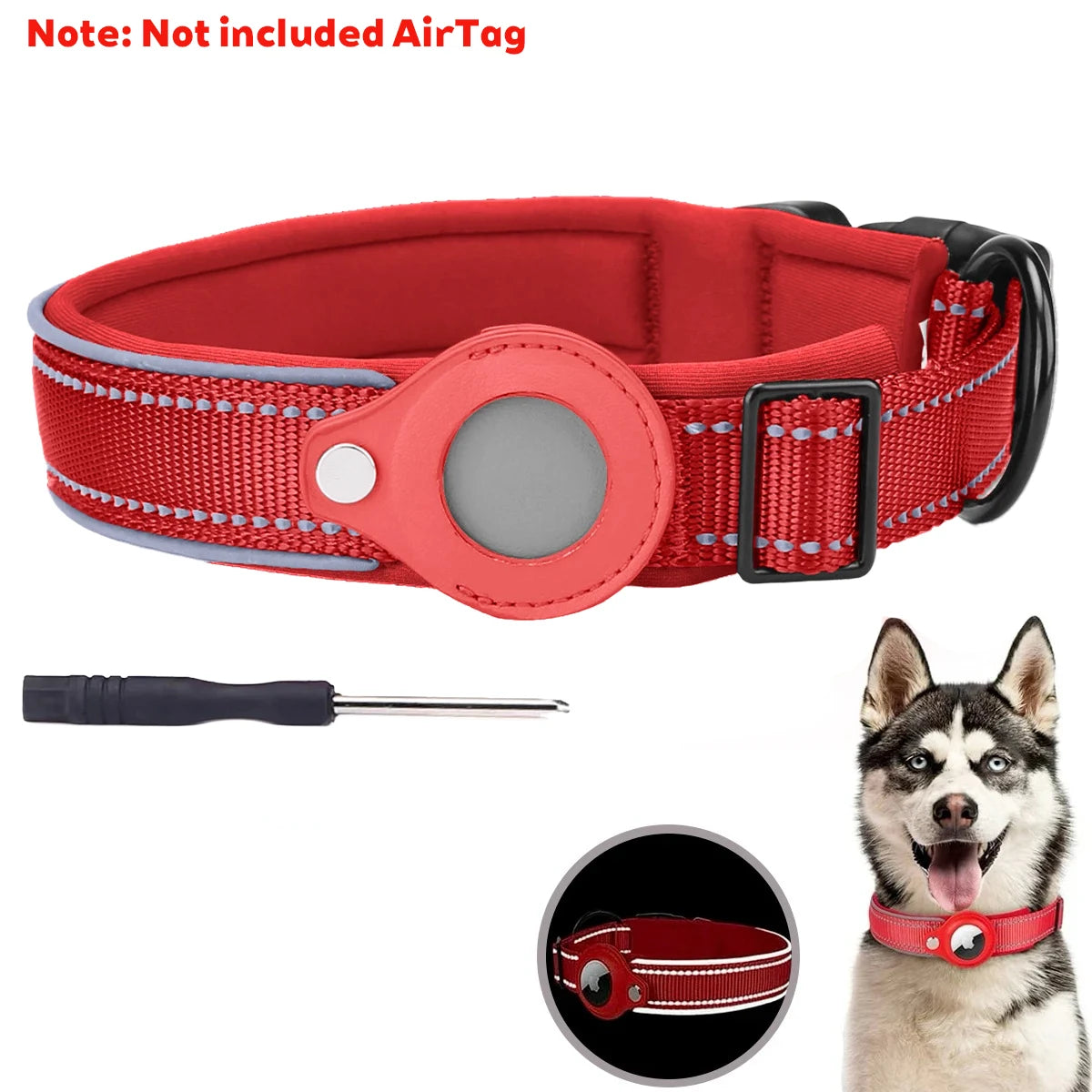 Apple AirTag Dog & Cat Collar | Anti-Lost Reflective Nylon | Breakaway Waterproof Tracker Holder