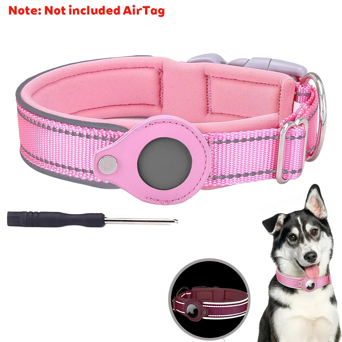 Apple AirTag Dog & Cat Collar | Anti-Lost Reflective Nylon | Breakaway Waterproof Tracker Holder