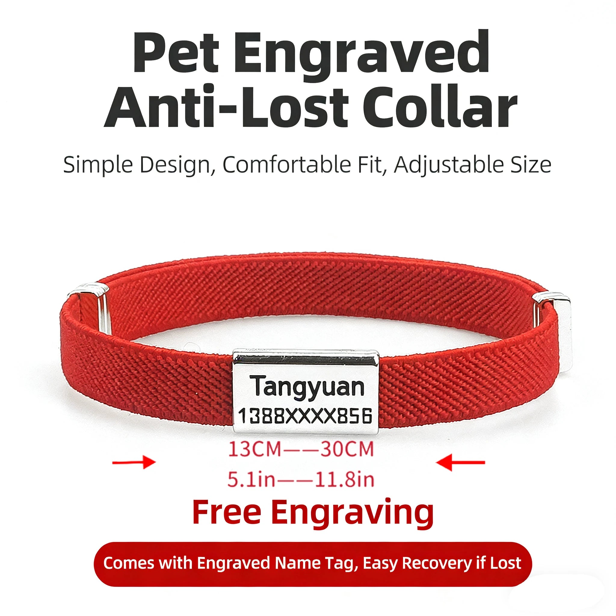 Personalized Cat Collar with Free Name Engraving | Metal ID Tag | Breakaway Elastic | AirTag Compatible