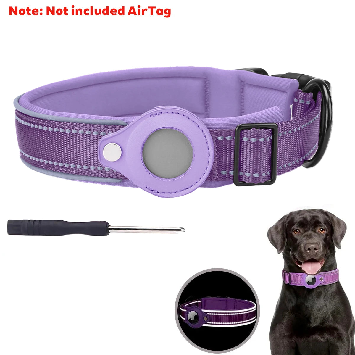 Apple AirTag Dog & Cat Collar | Anti-Lost Reflective Nylon | Breakaway Waterproof Tracker Holder