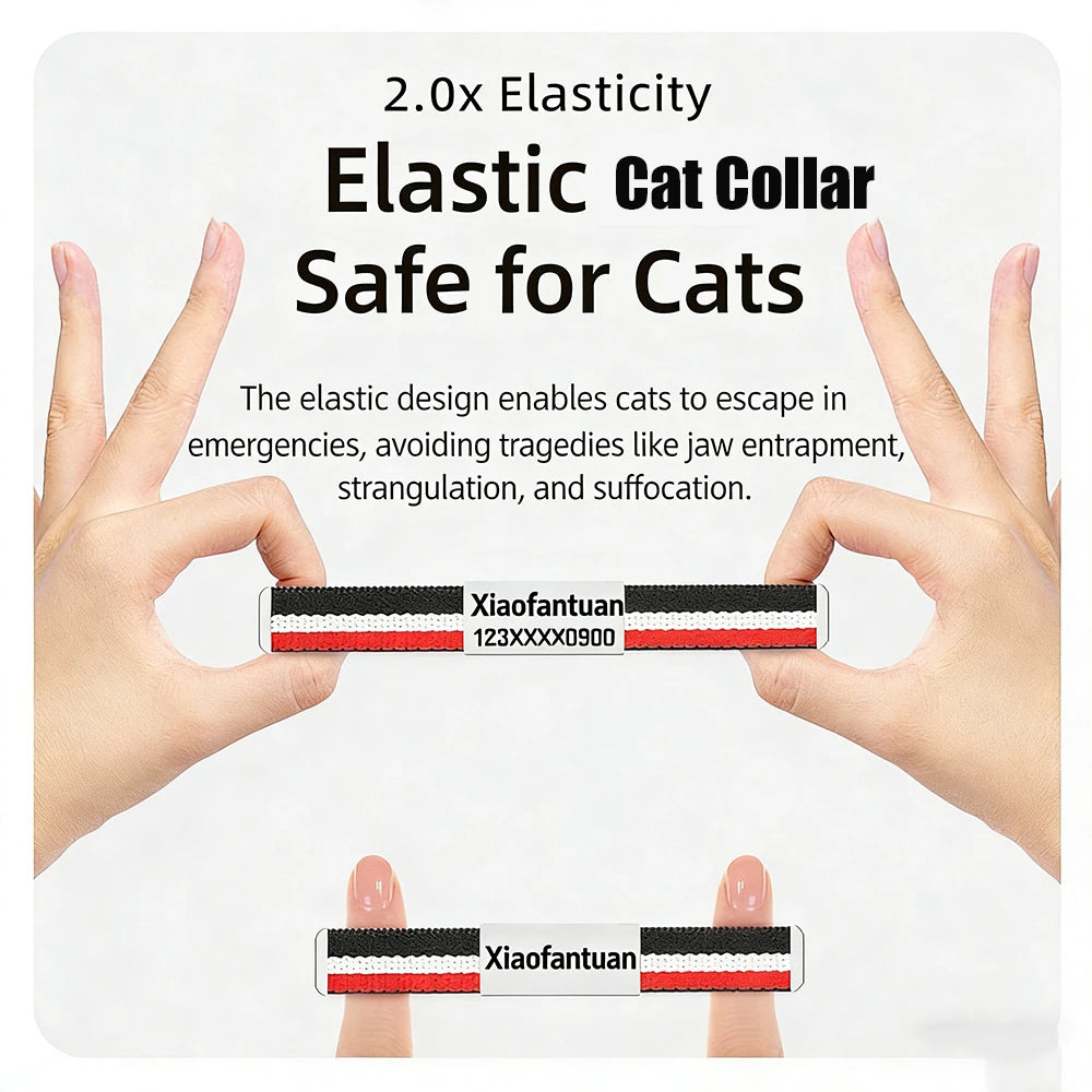 Personalized Cat Collar with Free Name Engraving | Metal ID Tag | Breakaway Elastic | AirTag Compatible