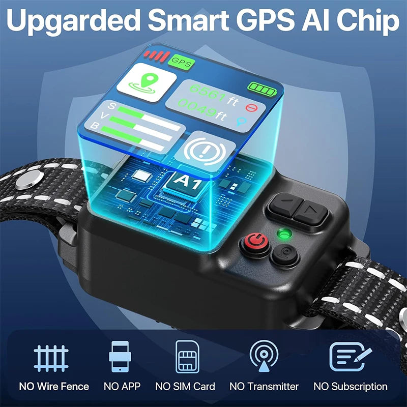 GPS Wireless Dog Fence System | 49–6561 ft Range | IP67 Waterproof | GPS Positioning | ZF500