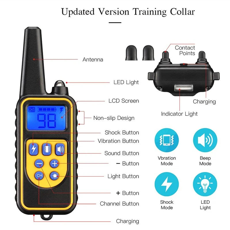 Electric Dog Training Collar | 2600 FT Remote | Shock Vibration Beep | 0-99 Levels | Waterproof | Multi-Dog