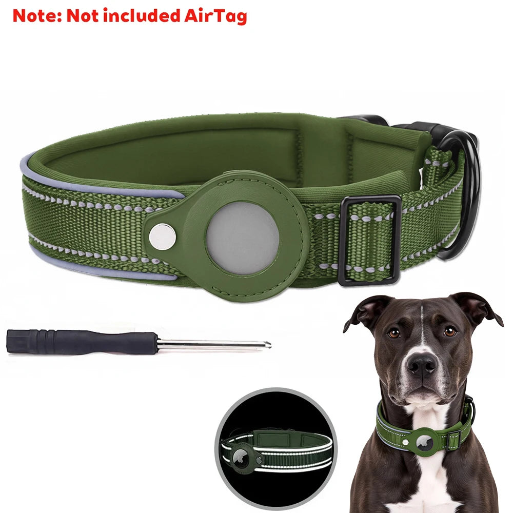 Apple AirTag Dog & Cat Collar | Anti-Lost Reflective Nylon | Breakaway Waterproof Tracker Holder