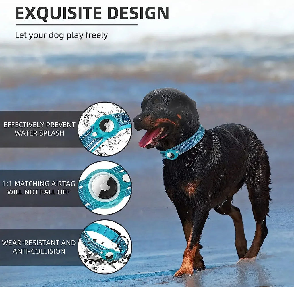 Apple AirTag Dog & Cat Collar | Anti-Lost Reflective Nylon | Breakaway Waterproof Tracker Holder