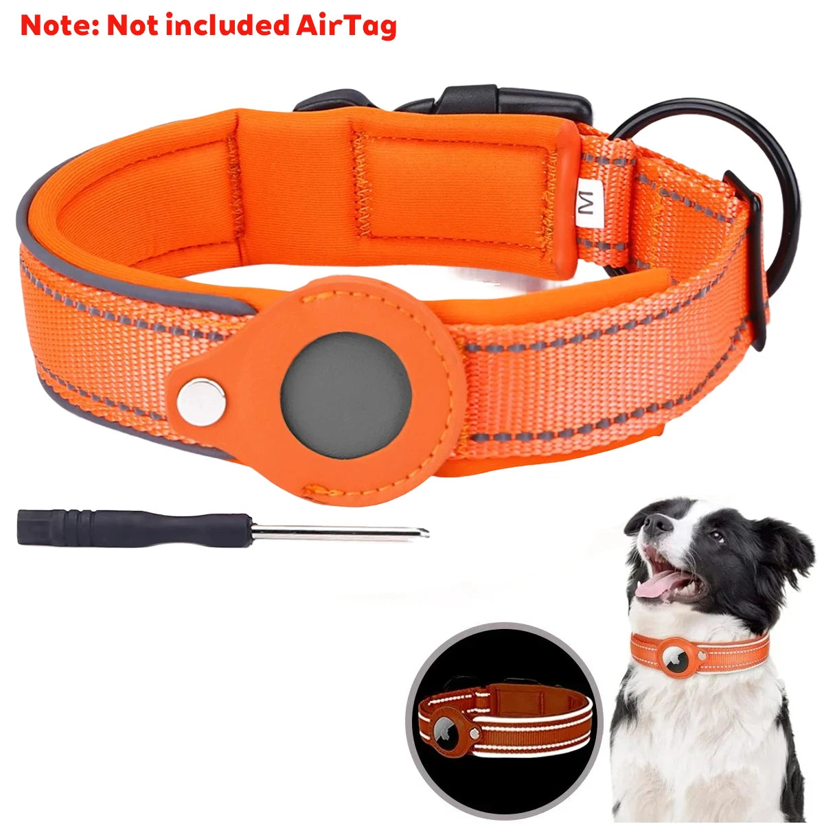 Apple AirTag Dog & Cat Collar | Anti-Lost Reflective Nylon | Breakaway Waterproof Tracker Holder