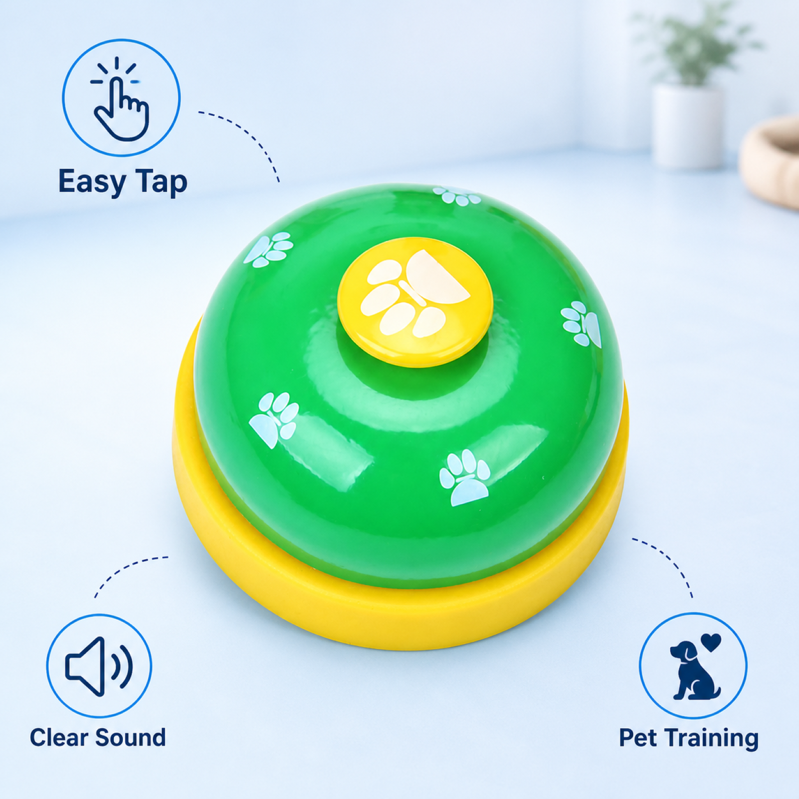 Green and yellow pet training bell – cat dog potty doorbell