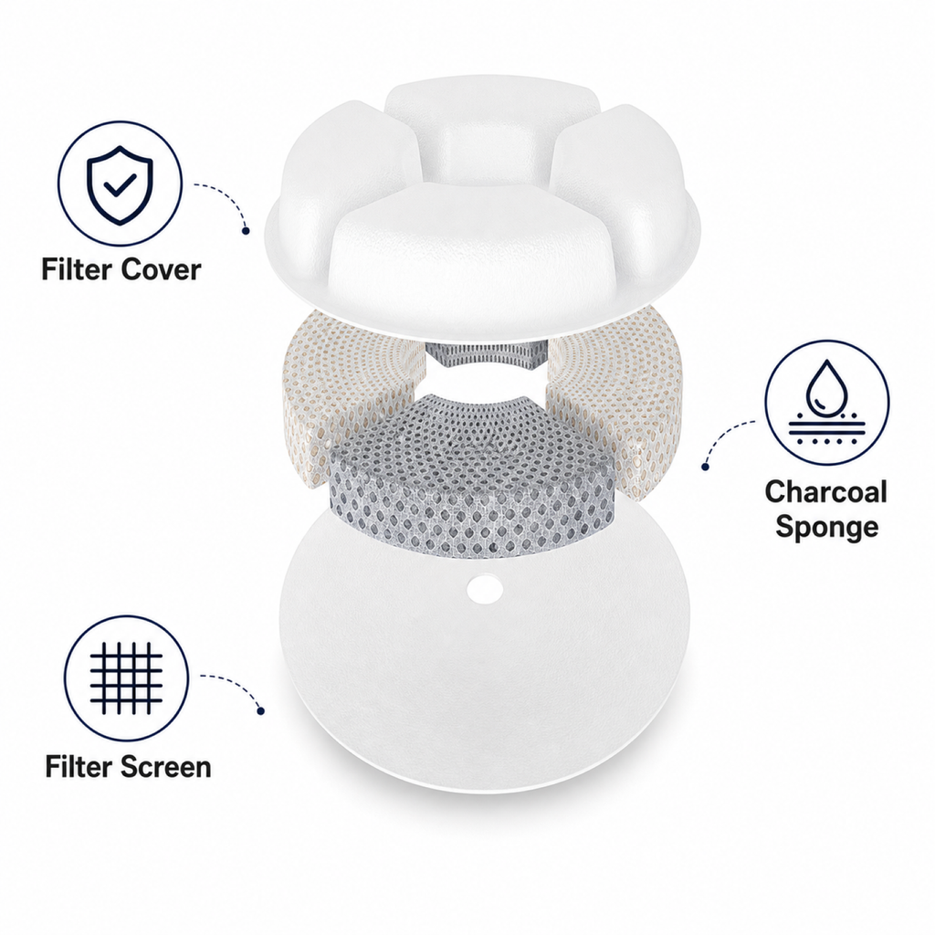Pet water fountain filter components – replacement cartridge and parts