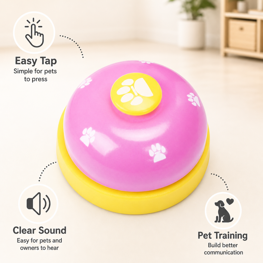 Pink and yellow cat dog training bell – paw potty doorbell