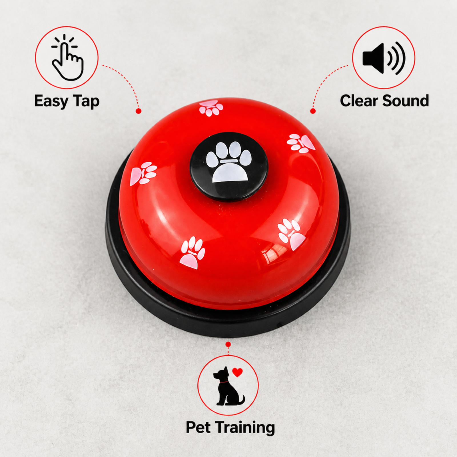 Red dog training bell on stone background – durable pet doorbell