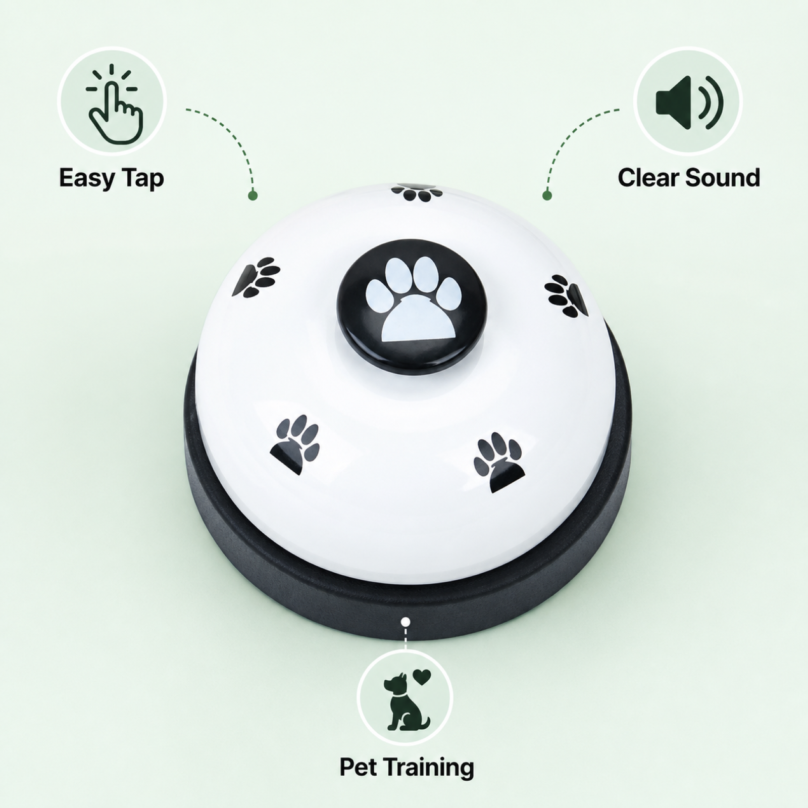 White and black dog training bell – pet mealtime paw ringer