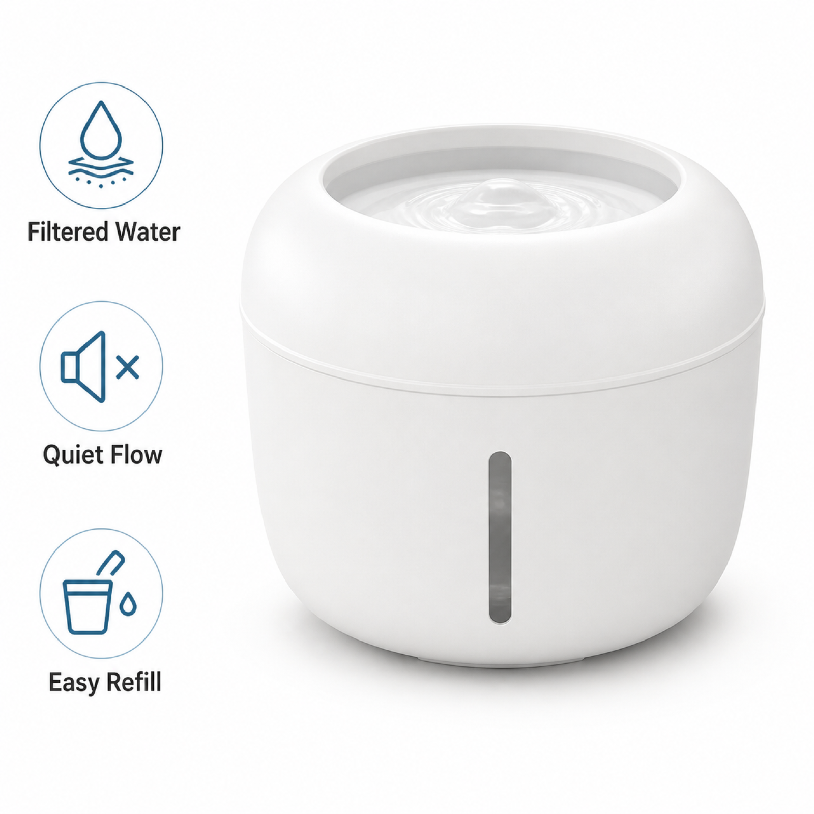White pet life water fountain closeup – large capacity filtered waterer